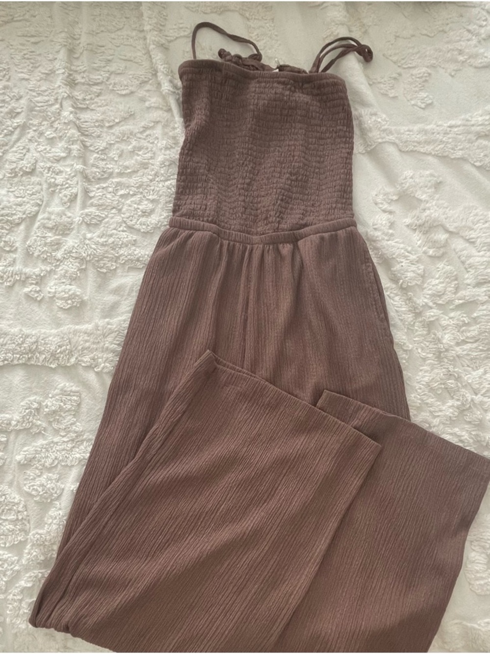 Off The Beach/Textured Tube Jumpsuit Smocked Crossback sz S - Picture 7 of 9